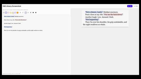 Editing highlight colors in the AuthorScale Kindle Screenshot Generator